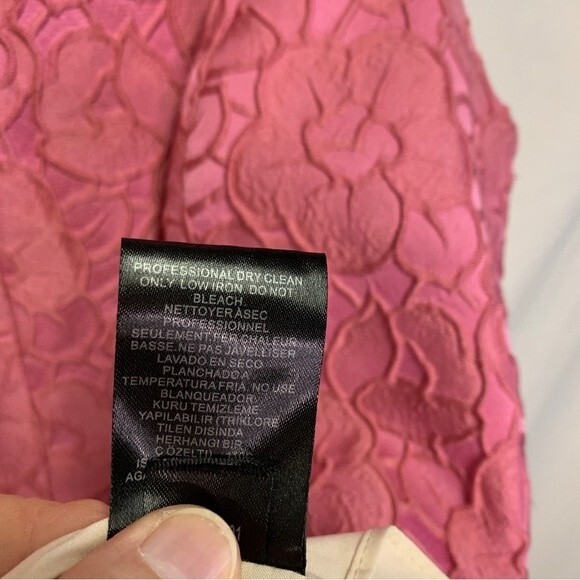 4.Collective Anthropologie Rose Pink Floral Jaquard V-Neck Sleeveless Dress Sz 6 - Picture 7 of 12